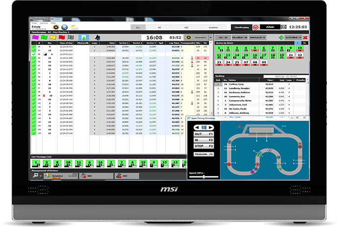 Module multimarque de chronométrage des compétitions de karting Apex Timing