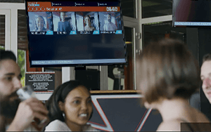 TV display in receptive zone go-kart centers