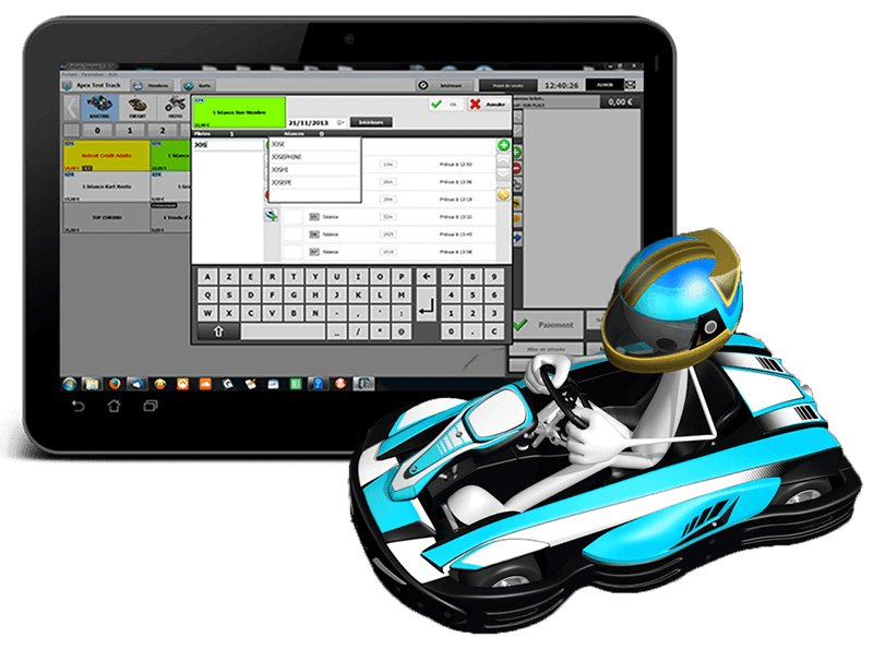Gérez l'intégralité de votre centre de karting de loisirs grâce à la solution logicielle Apex Timing. Gestion commerciale, chronométrage karting, maintenance des karts, sécurité des pistes de karting, affichage des résultats, autant de fonctionnalités incluses dans le logiciel.