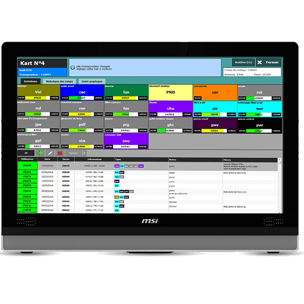 Manage the maintenance of your kart fleet with the maintenance module, part of Apex Timing go-kart software solution