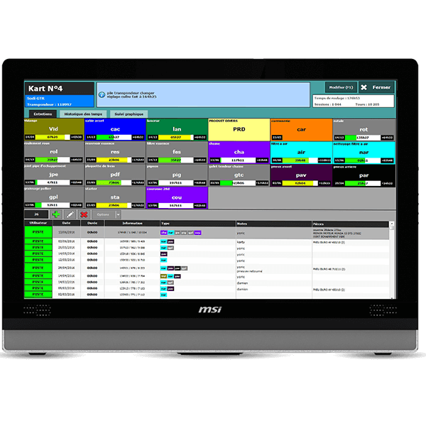 Software karting Apex Timing con módulo de mantenimiento de la flota de karts Controle el mantenimiento de su flota de karts con el módulo de mantenimiento integrado a la solución de software Apex Timing
